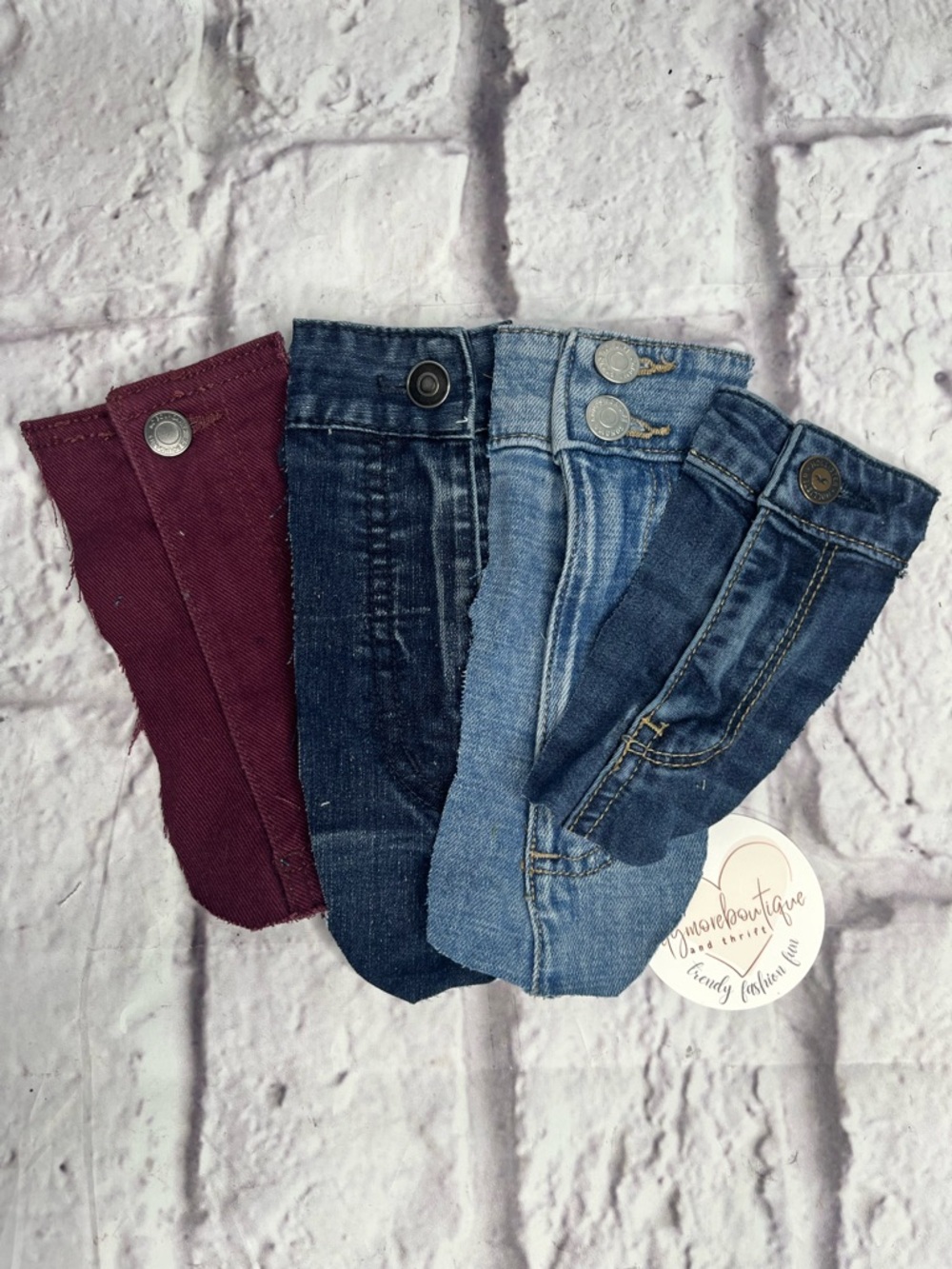 Jean zippers with buttons pack of 4 multi mixed colors reclaimed denim